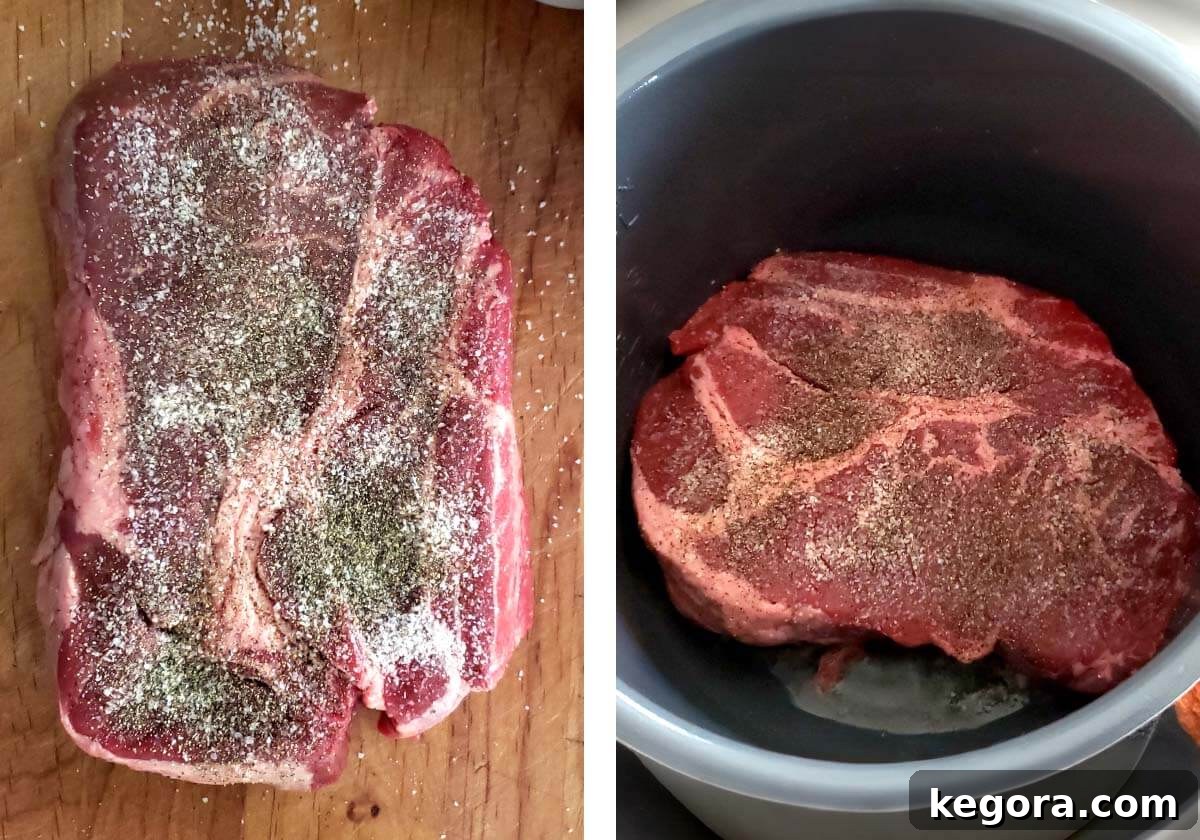 seasoned beef roast, searing it in instant pot