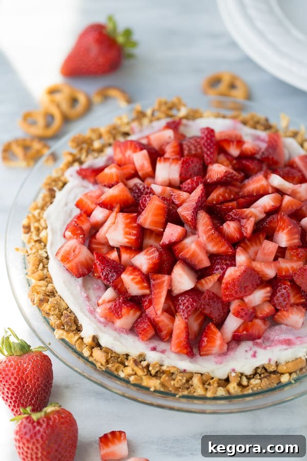 Vegan Strawberry Pretzel Crunch Ice Cream Pie Gluten-Free 3 Vegan Strawberry Ice Cream Pretzel Pie! Gluten-free pretzel crust with an easy, homemade dairy-free cashew ice cream and fresh strawberries!