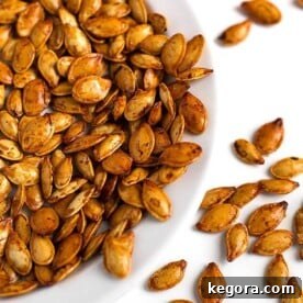 Roasted Pumpkin Seeds in a white bowl