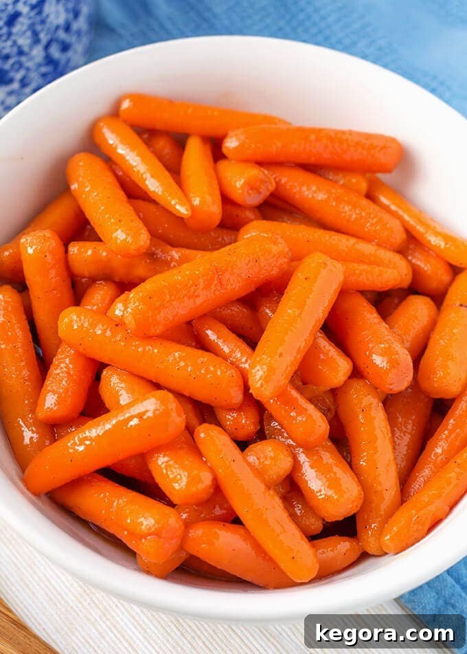 Cinnamon Glazed Carrots in a white bowl