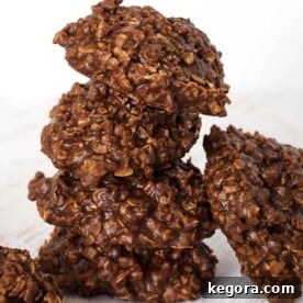 Speedy Chocolate Peanut Butter No-Bakes 6 Delicious Chocolate Peanut Butter No Bake Cookies with oatmeal and vanilla, a rich childhood cookie recipe that is easy to make and very chocolatey and delicious.