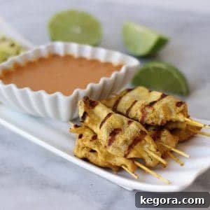 Chicken Satay with Peanut Dipping Sauce and Fresh Cucumber Relish