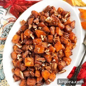 Cinnamon Roasted Butternut Squash on a white plate