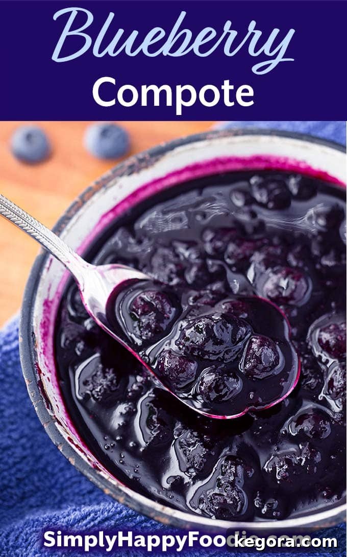 Luscious Blueberry Compote 3 Blueberry Compote From fresh or frozen blueberries is a sweet delicious topping for yogurt, pancakes, and more! Use this blueberry sauce in tea, or mix with lemonade, and as a cake filling. SimplyHappyFoodie.com