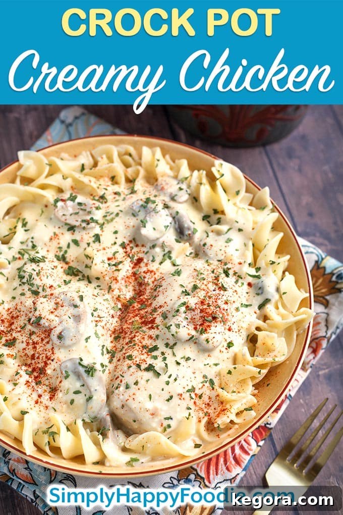 Delicious and easy Crock Pot Creamy Chicken Breasts, a simple slow cooker chicken recipe perfect for busy families.