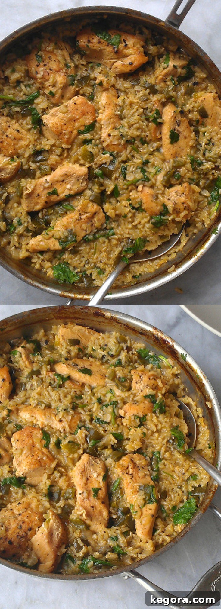 Skillet Chicken with Mexican Green Rice! An easy, flavorful weeknight dinner. (Gluten-Free)