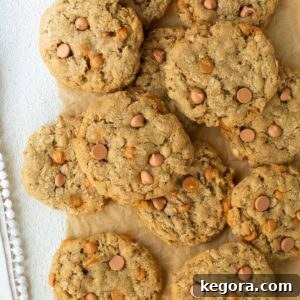 close up shot of oatmeal cookies on white background