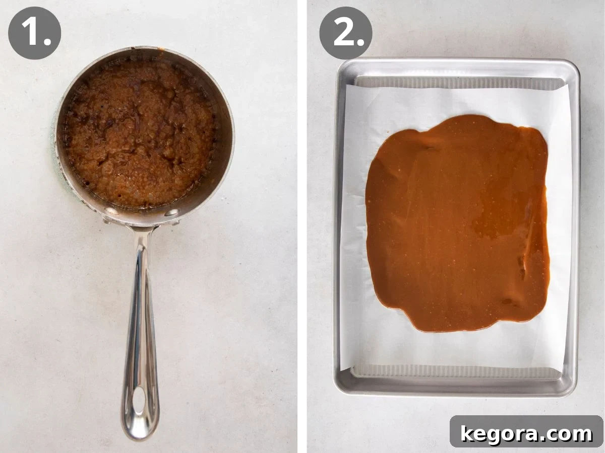 steps to make the toffee bits.