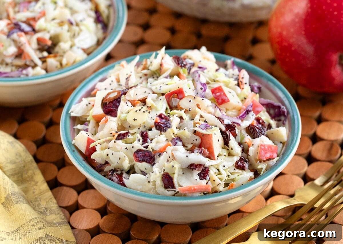 bowl of apple cranberry coleslaw