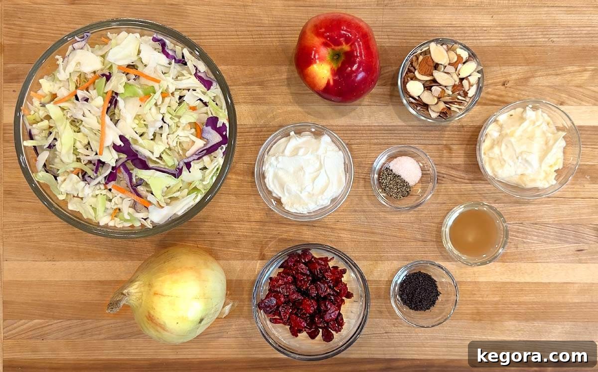 apple cranberry coleslaw ingredients shot