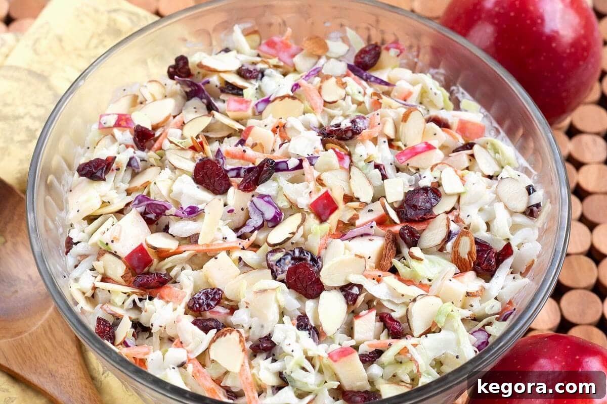 bowl of apple cranberry coleslaw