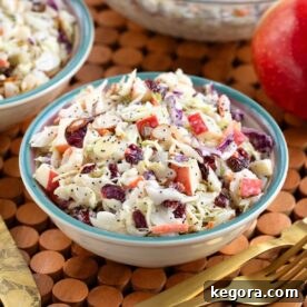 bowl of apple cranberry coleslaw