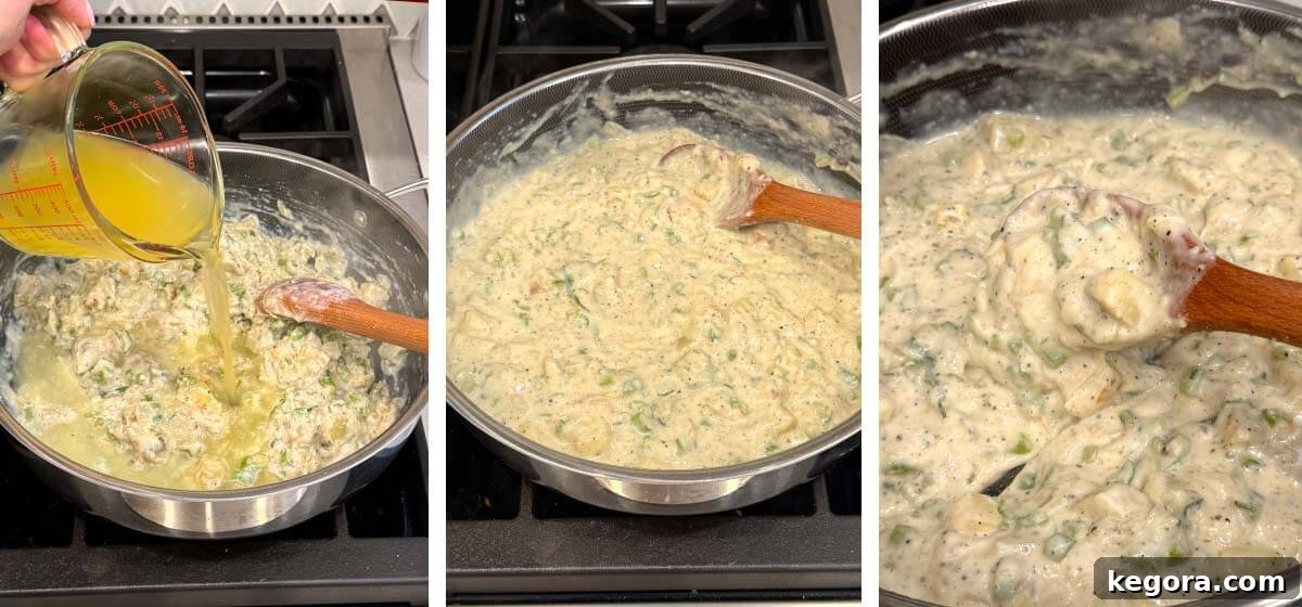 Classic Chicken Pot Pie with Flaky Butter Crust 6 stir in broth and cook until thickened