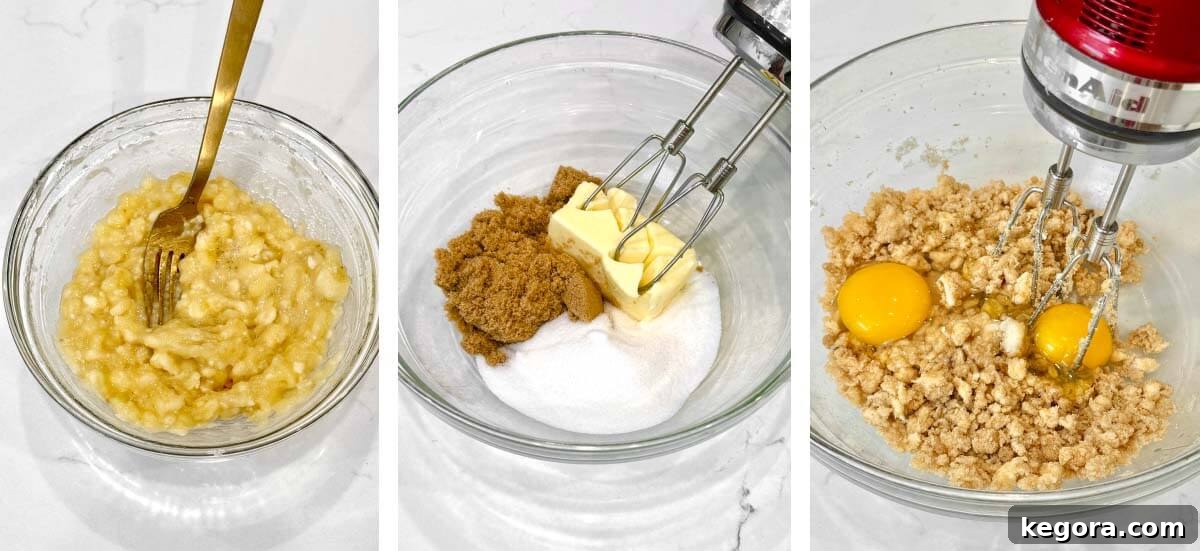 Moist Spiced Pumpkin Banana Bread Recipe 4 mash the bananas, cream butter and sugars, mix in eggs