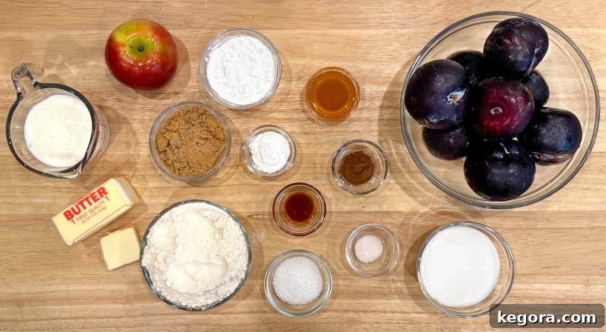 Homemade Plum Cobbler with Cinnamon Crumble 3 plum cobbler ingredients shot