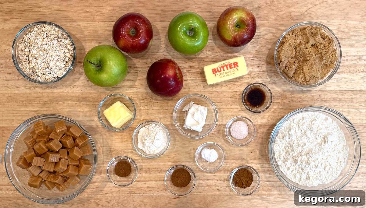 Salted Caramel Apple Crumble Bars 3 Caramel Apple Crumble Bars ingredients shot