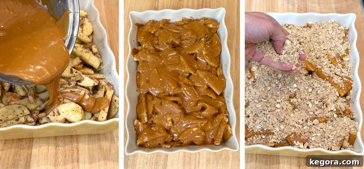 Salted Caramel Apple Crumble Bars 8 Caramel poured over apples and topped with oat crumble